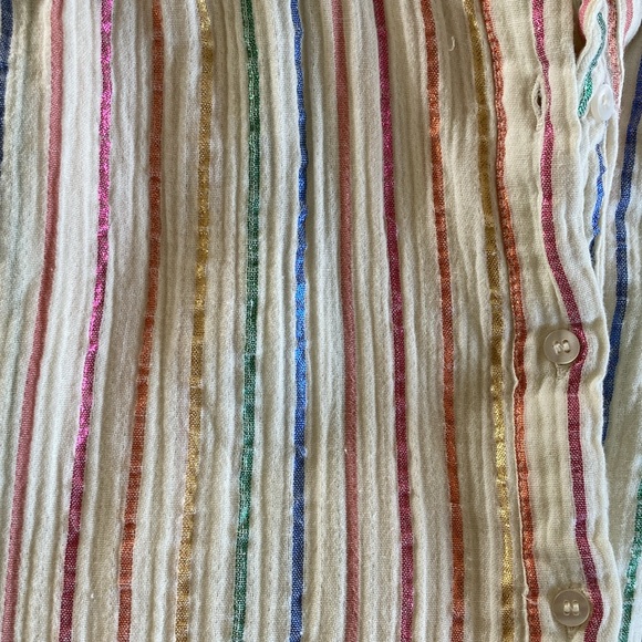 GAP crinkle gauze cotton metallic rainbow 🌈 long sleeve button down size XL - Picture 8 of 8